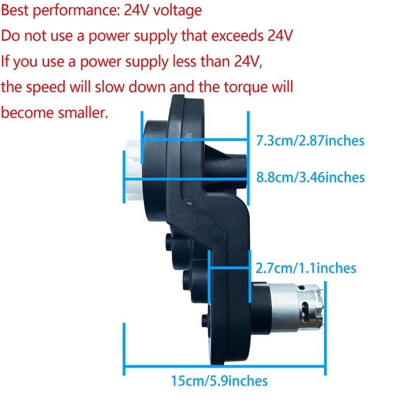 BUMPKAI 24 Volt RS555 35000RPM High Torque Power Wheels Motor Gearbox Upgrade Suitable for Realtree 24v UTV Parts/Dynacraft Disney/Batman Quad Parts/Dune Racer Motor,18V - Image 2
